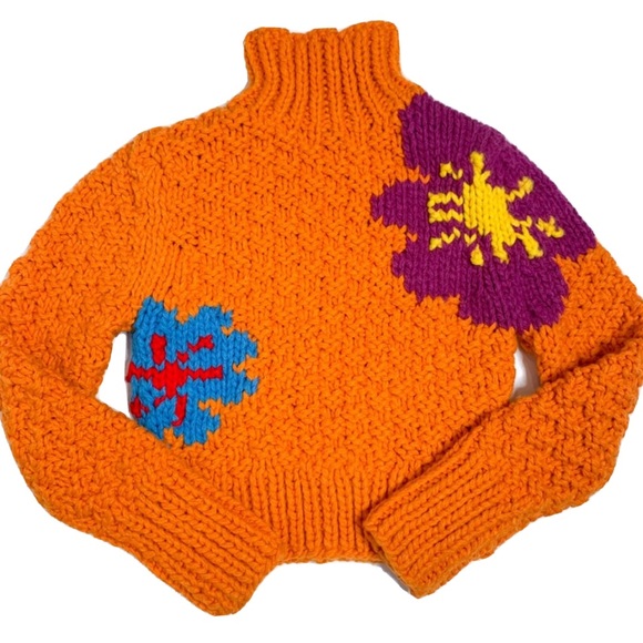 Vintage Sweaters - Vtg Chunky Knit Turtleneck Sweater Lucky Brand M